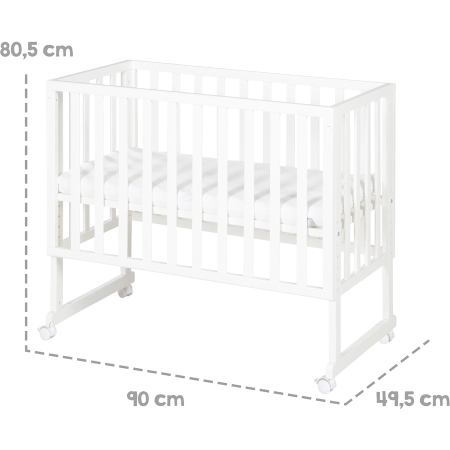 roba Stuben- und Beistellbett safe asleep® 3 in 1 weiß + Matratze