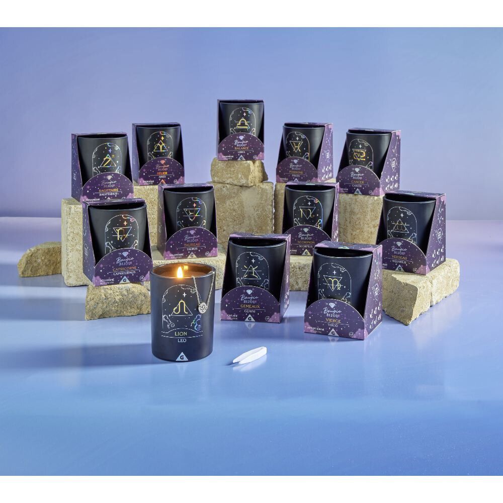 Bougie bijou argenté signe astro Sagittaire senteur fleur d'oranger 36H
