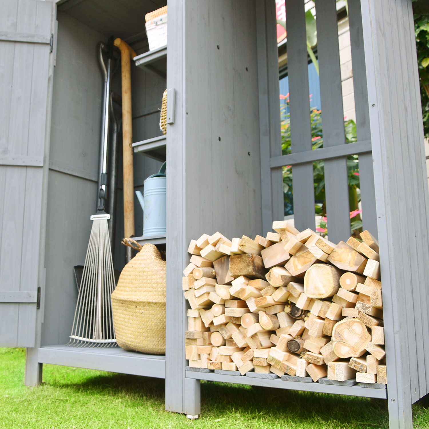 Holz-Gerätehaus 1 Türe, 1 Seitenregal