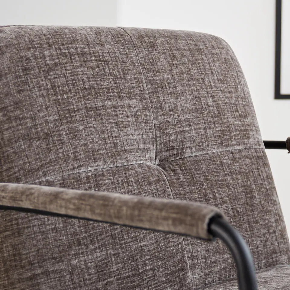 Fauteuil Hailey grijs chenille - Stof - Grijs