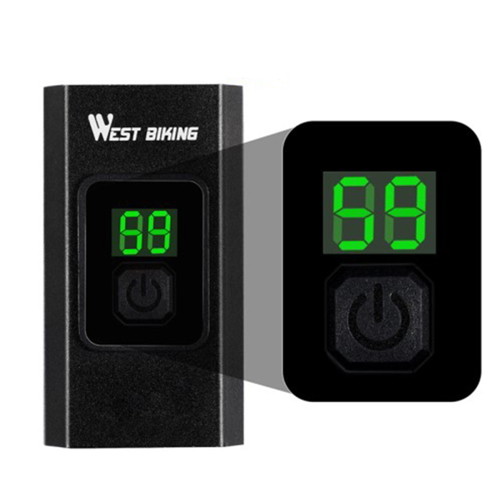 (2-tlg. Set) Wiederaufladbares Aluminium USB Fahrrad LED Front- und Rücklicht mit LCD Display IPX6 - Schwarz