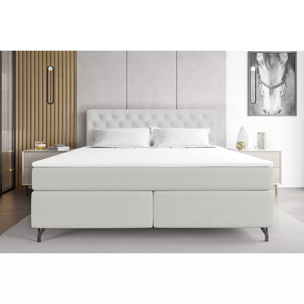 Boxspringbett Reno 160x200 Hellgrau