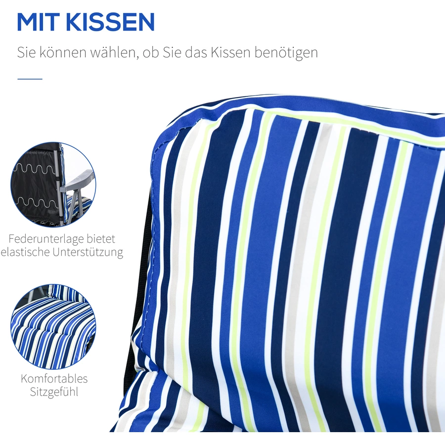Outsunny Liegestuhl Set inklusive Polsterauflagen blau