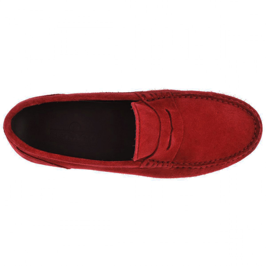 BYRON SUEDE Red MOCASSIN-Mocassin pour homme en cuir suede