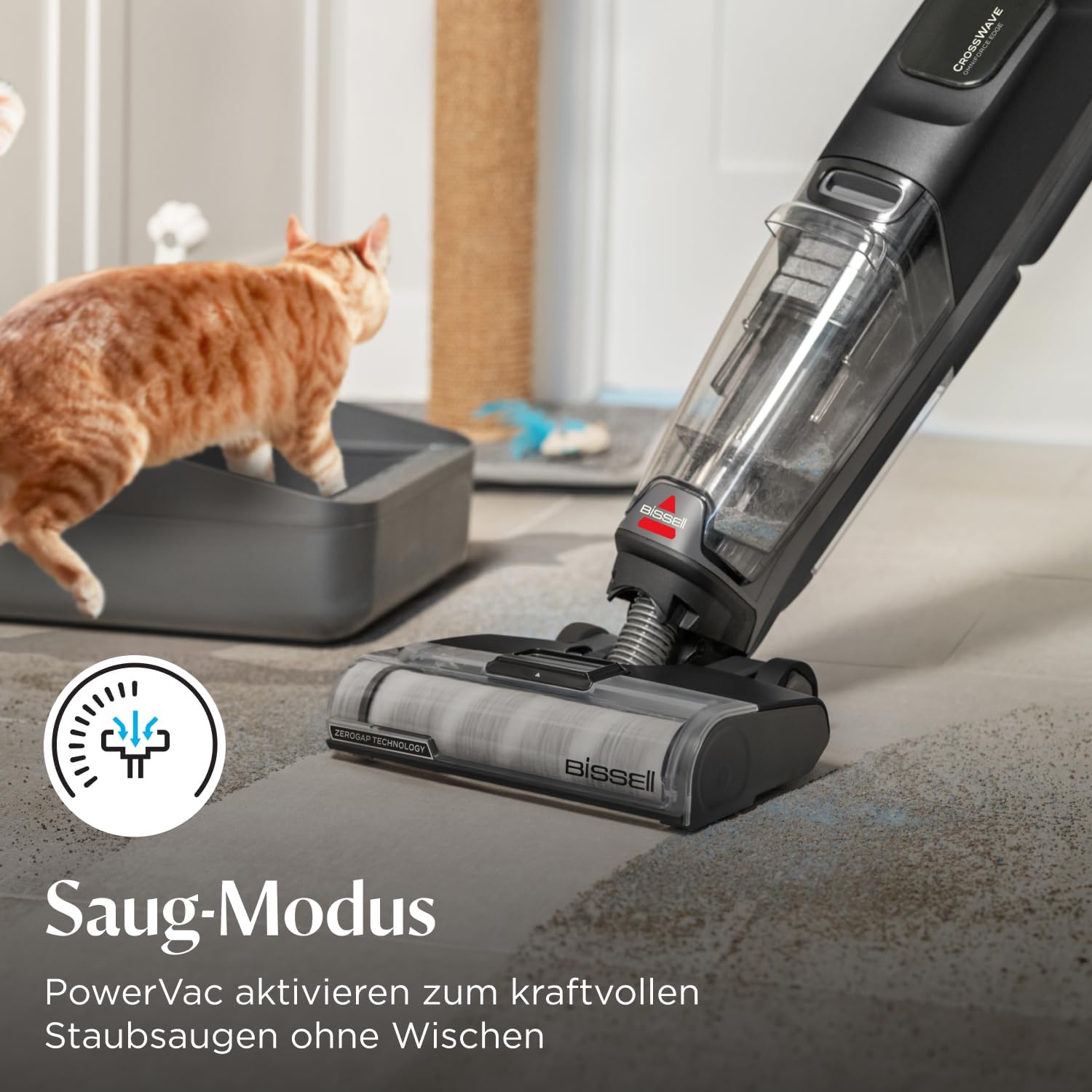 Bissell CrossWave OmniForce Edge, Kabelloser Nass Trockensauger, Saugen & Wischen in Einem oder nur Saugen Modus, Nasssauger mit ZeroGap-Technologie, Waschsauger, 240m² Mehrflächenreinigung, 4017N