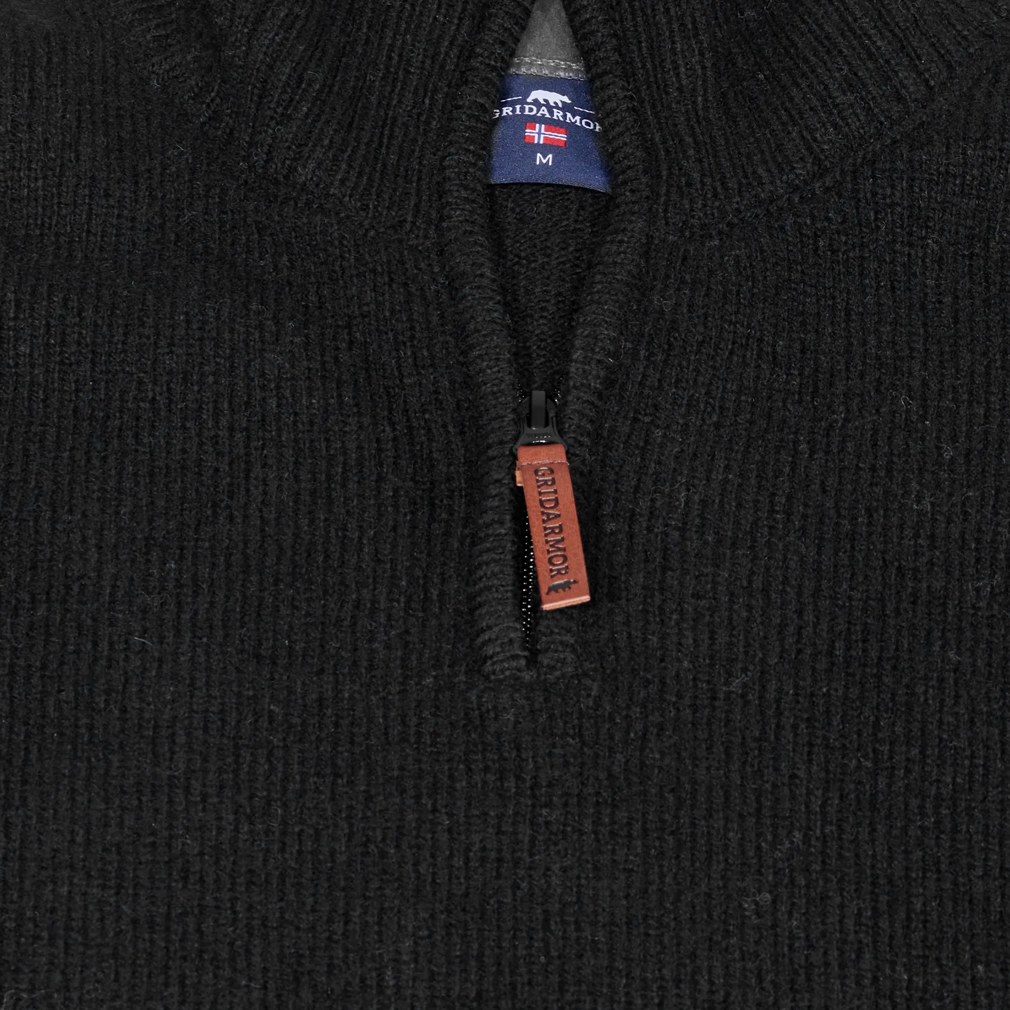 Gridarmor Men's Snøkrystall Solid Half Zip Ullgenser Black Beauty