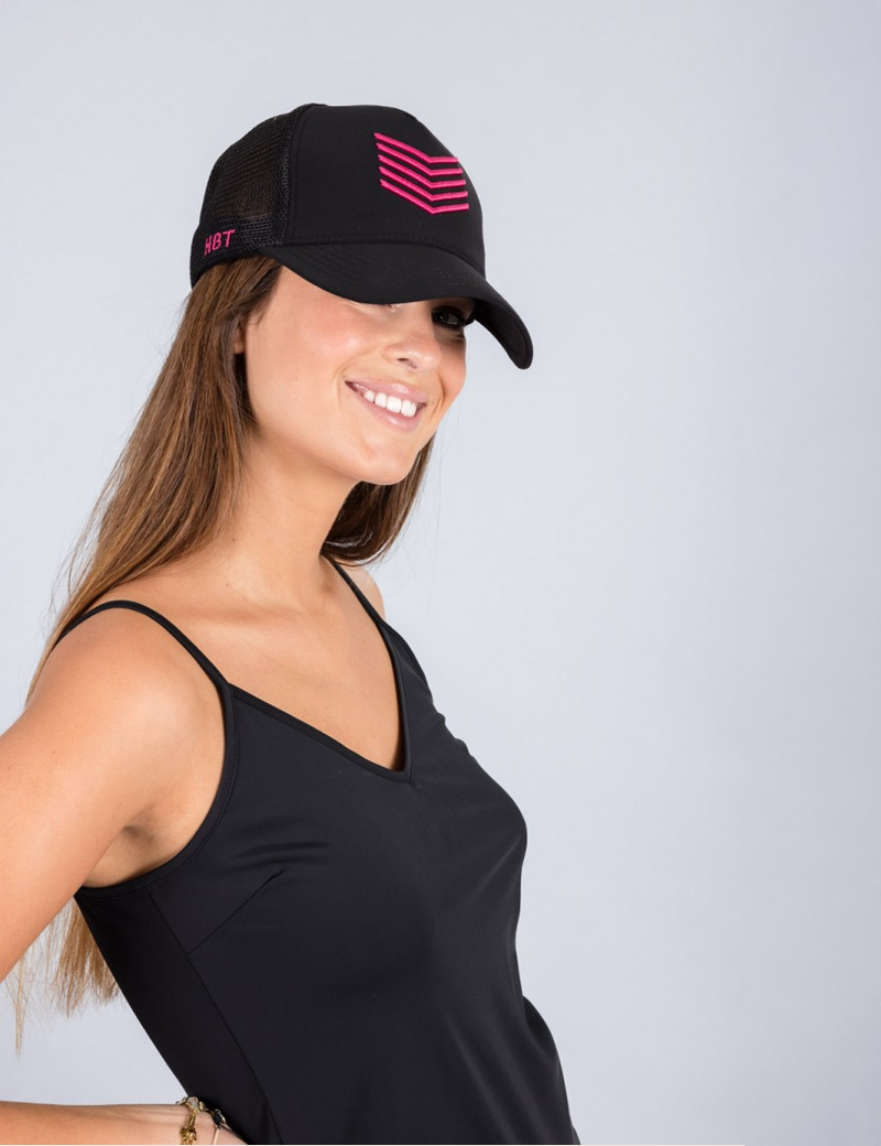 HBT CASQUETTE CHEVRONS NOIRE FUCHSIA MIXTE