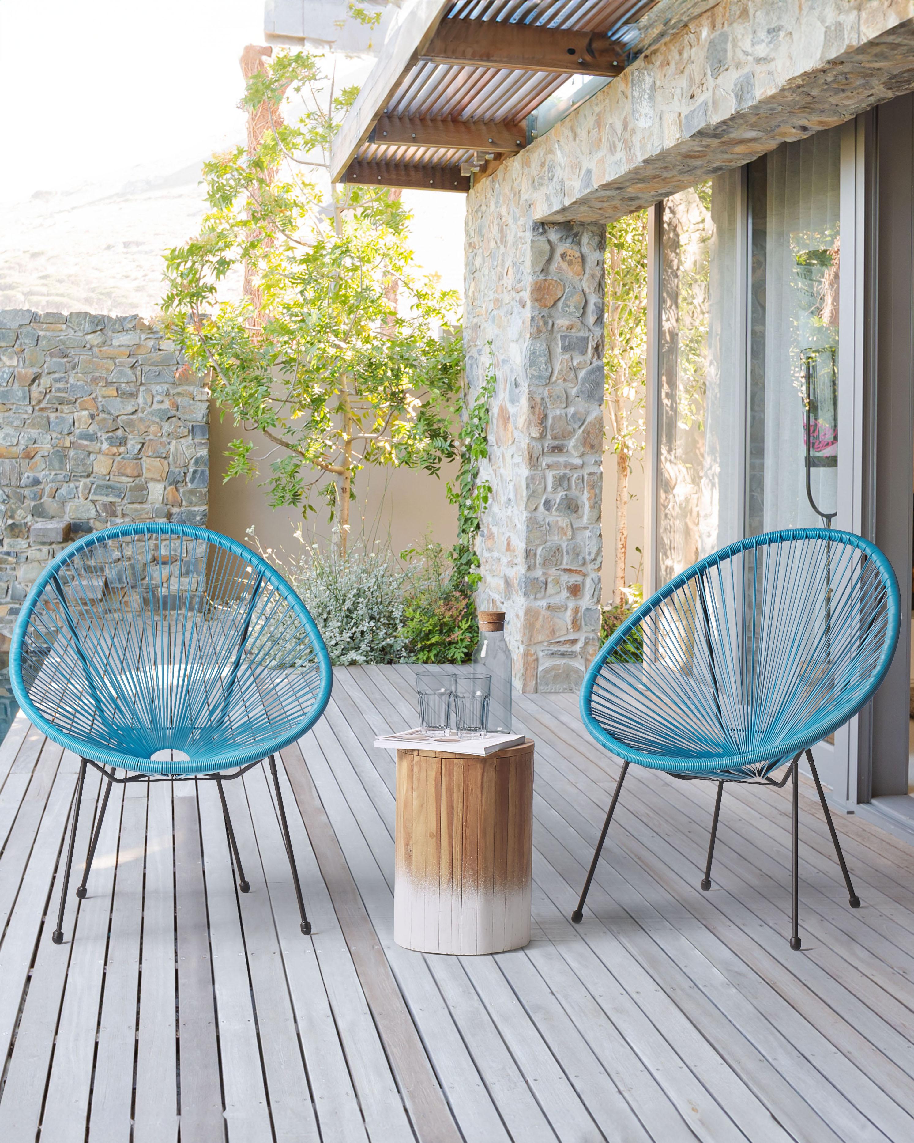 Set van 2 tuinstoelen ACAPULCO II PE rotan Blauw