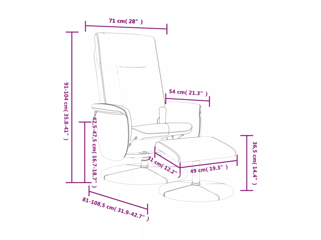 Fauteuil inclinable de massage avec repose-pied noir similicuir