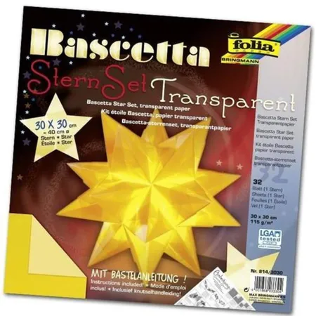 Folia Bascetta-Stern Bastelset, Transparentpapier 115g/m², gelb 30 x 30cm