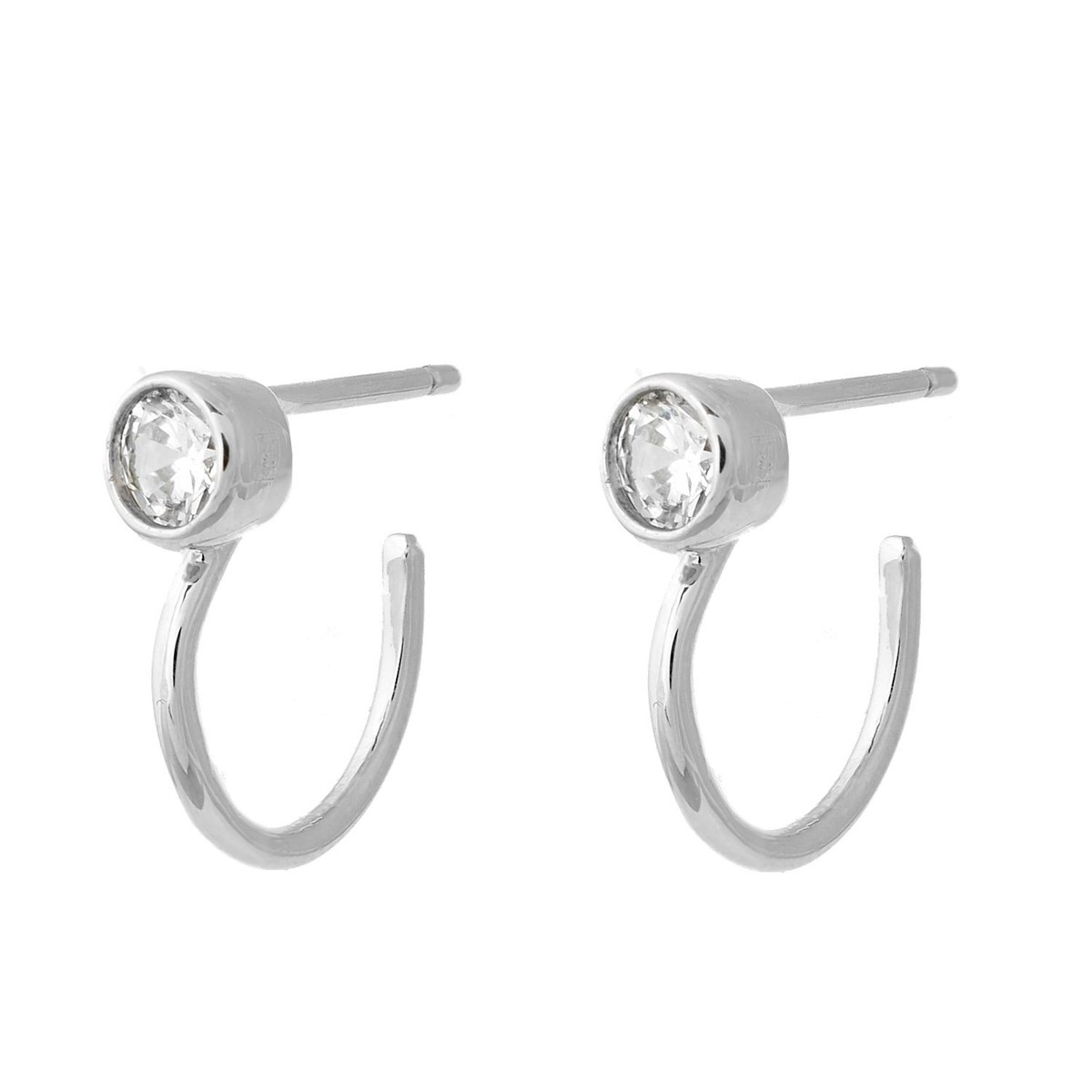 Boucles d'oreilles Créole ouverte oxyde de zirconium Argent 925 Rhodié