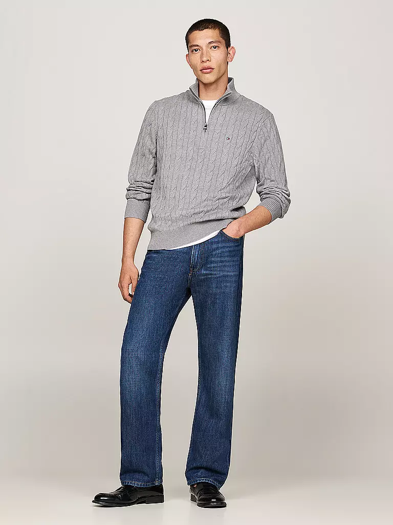 TOMMY HILFIGER Troyer Pullover grau