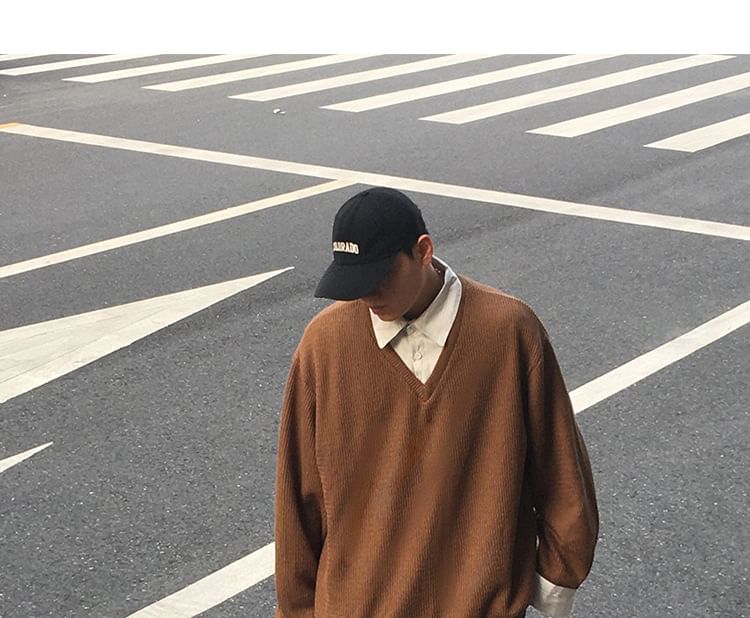 Omozando - Mock tweedelig V-hals sweatshirt met kraag