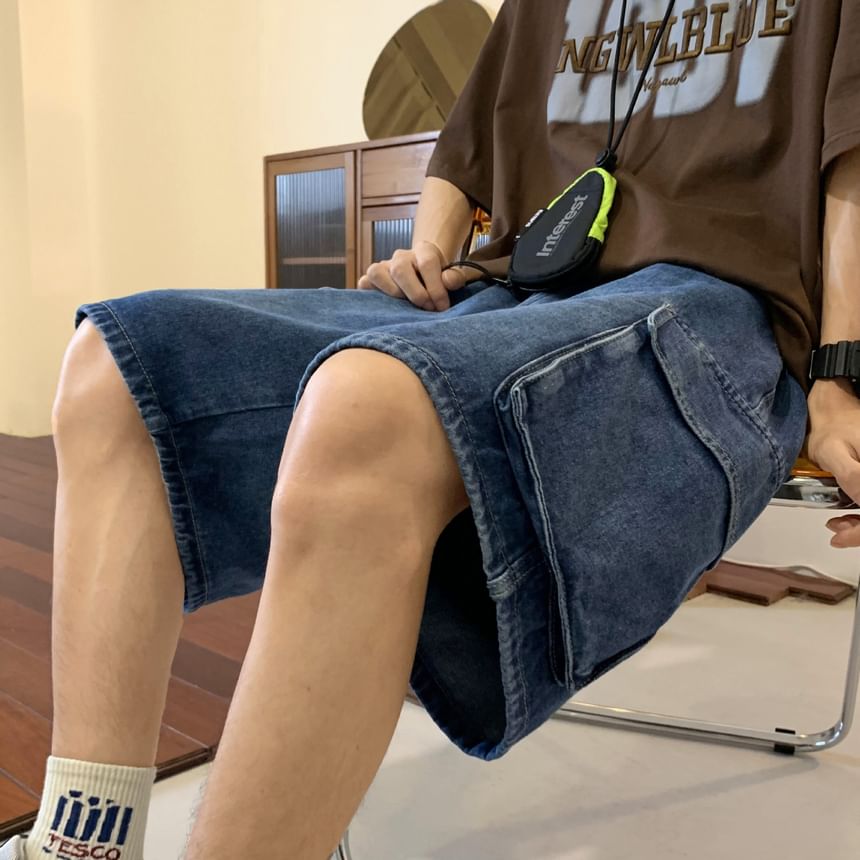 WidoWilder - Mid Rise Washed Denim Shorts