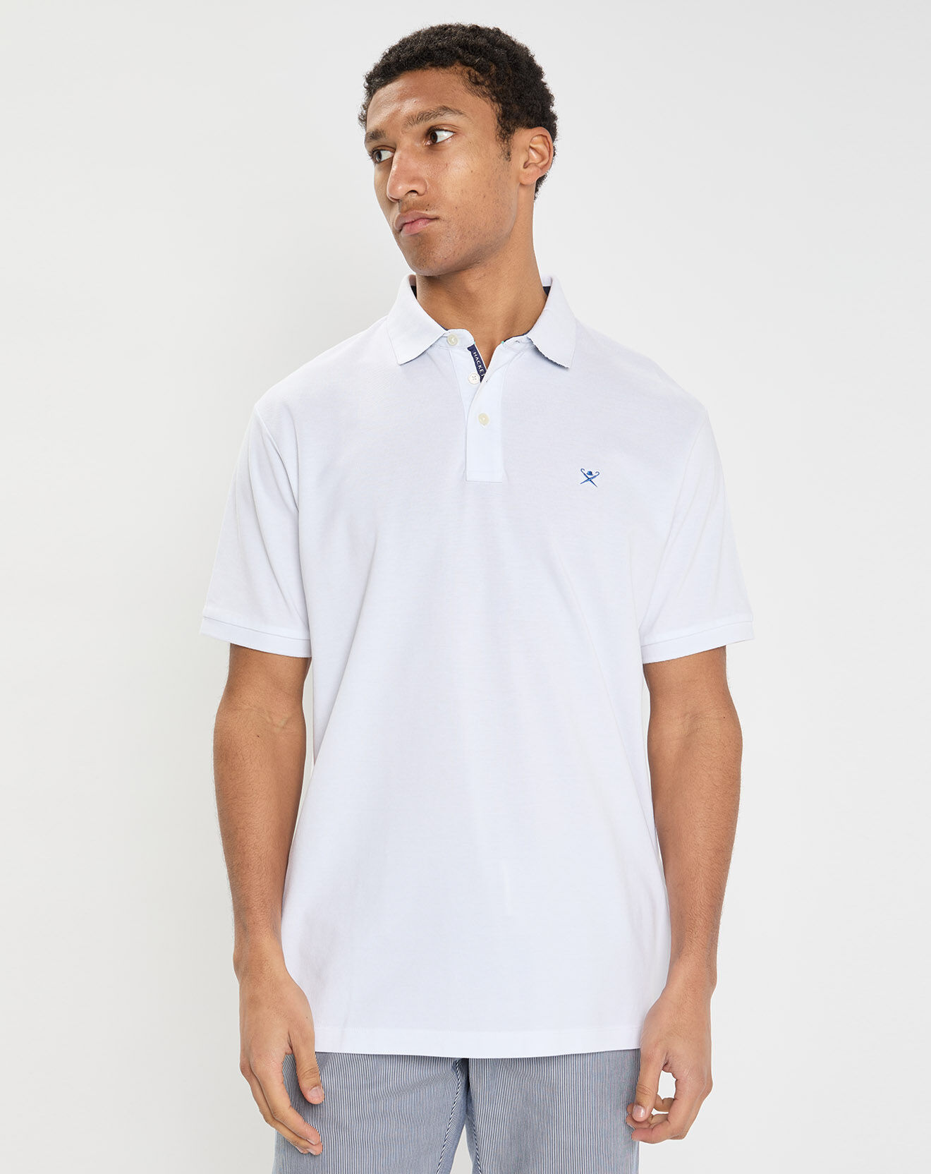 Hackett London Polo Regular Fit uni piqué blanc