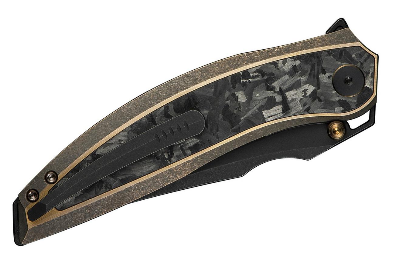 WE Knife Quinseris WE23093-2 Black Stonewashed Bronze Titanium Shredded Carbon Inlay, zakmes