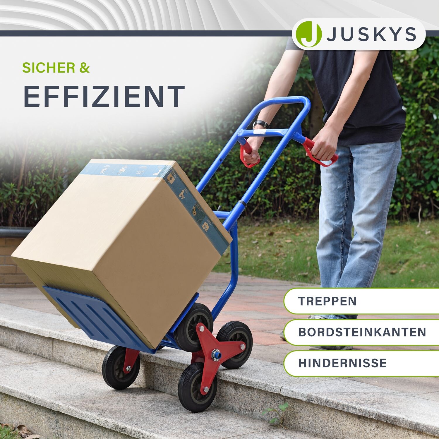 Juskys Treppensackkarre klappbar Treppensteiger mit Hartgummireifen & Stahlrahmen Sackkarre