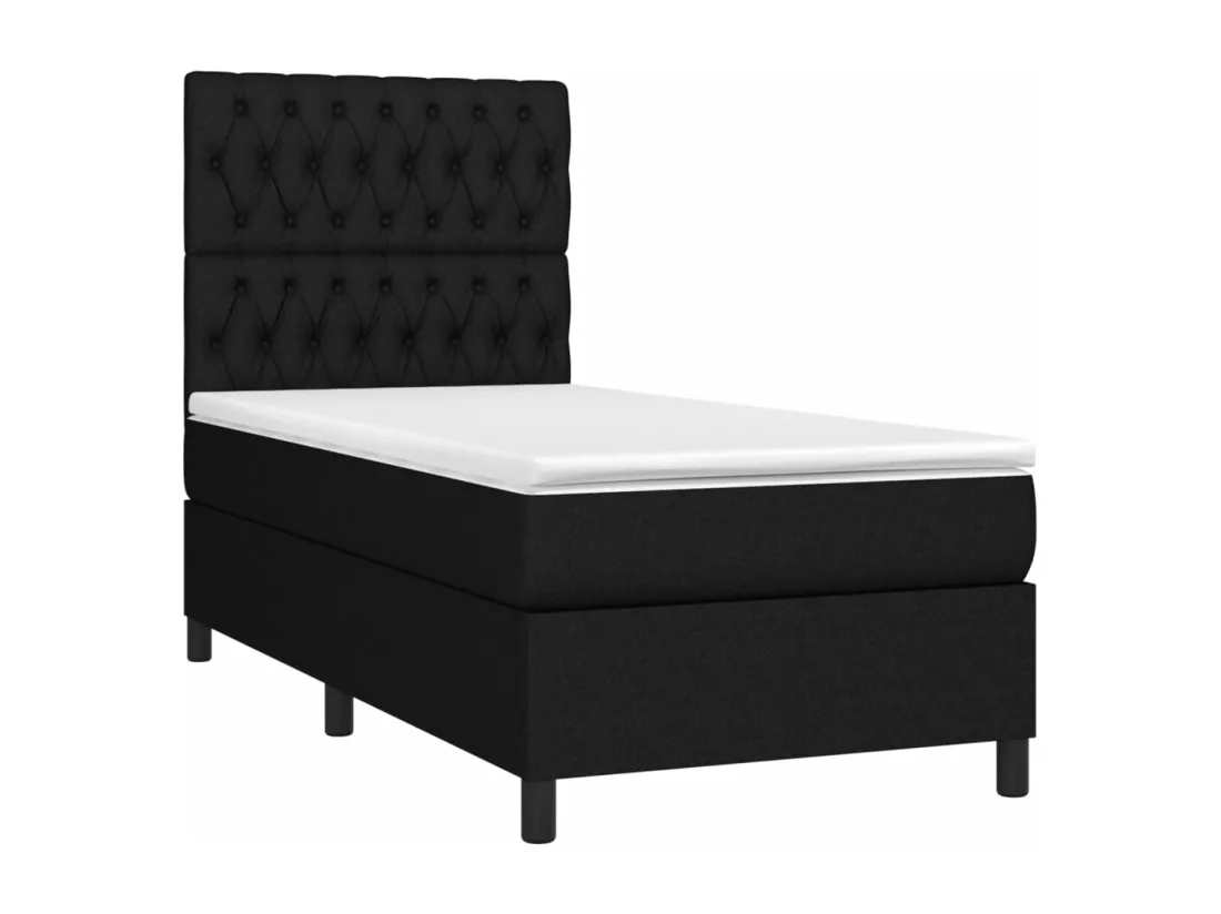 Sommier tapissier avec matelas et LED Noir 90x190 cm Tissu