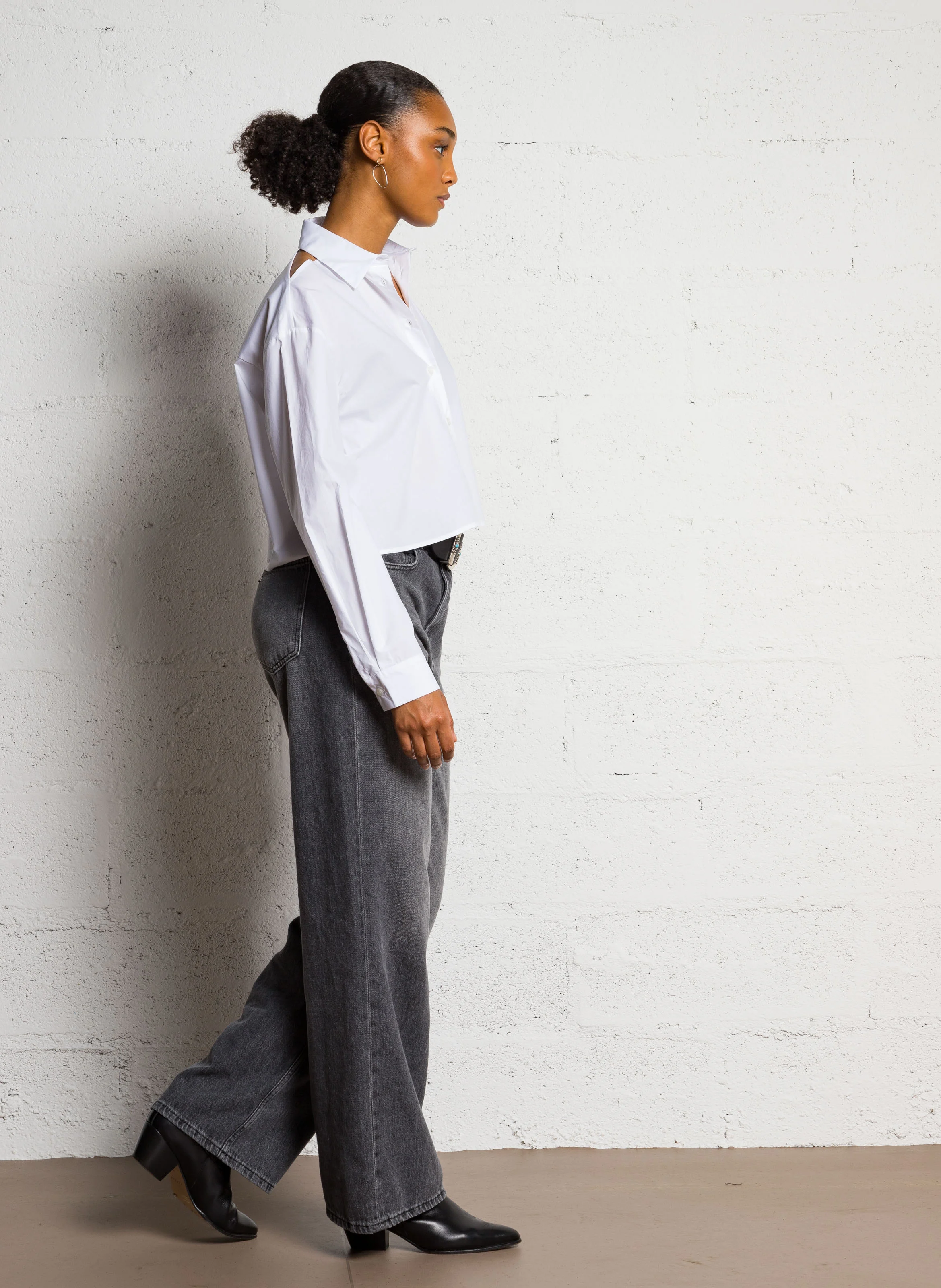 Jean large en coton | Gris
