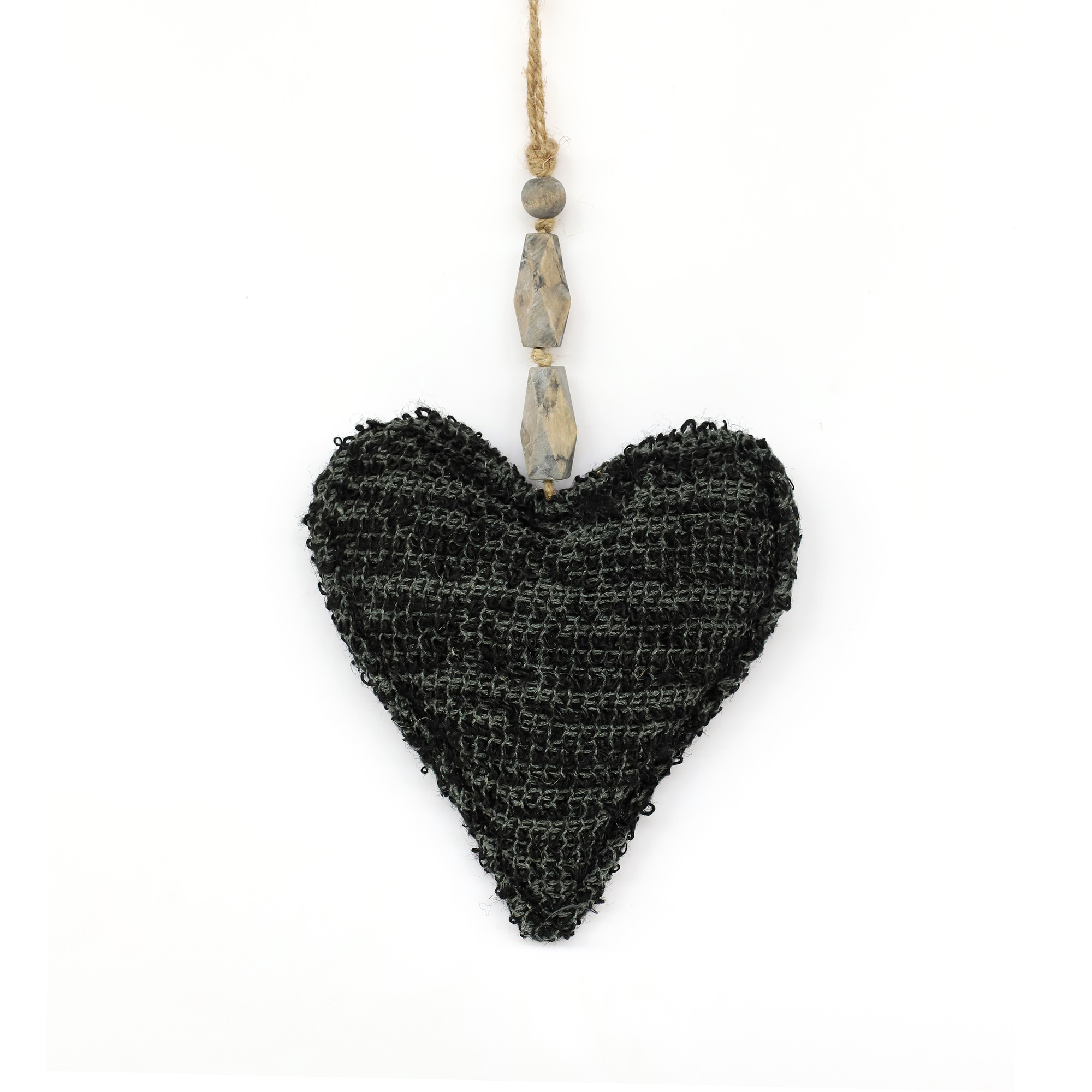 Textil-Anhänger 'Herz' schwarz, H 20 cm, B 18 cm, L 5 cm von fischer's lagerhaus