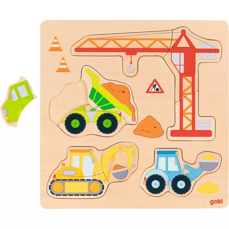 goki Einlegepuzzle Baufahrzeuge