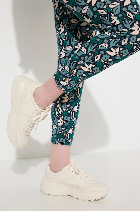 Leggings, Blätter, Saumknöpfe, Biobaumwolle