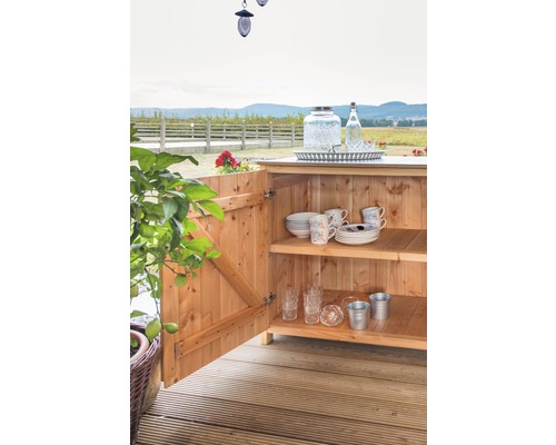 Tuinkast/buitenkeuken dressoir met 2 deuren, type 543, 120 x 58 x 92 cm, Douglasspar