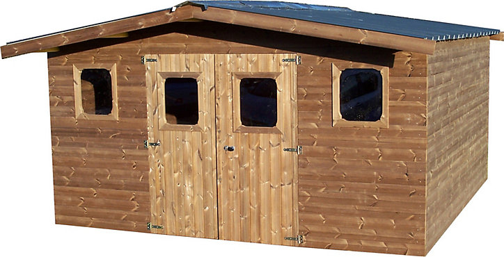 Abri de jardin Habrita Thermabri en bois coloris naturel ép.28 mm surface extérieure 19,69 m²
