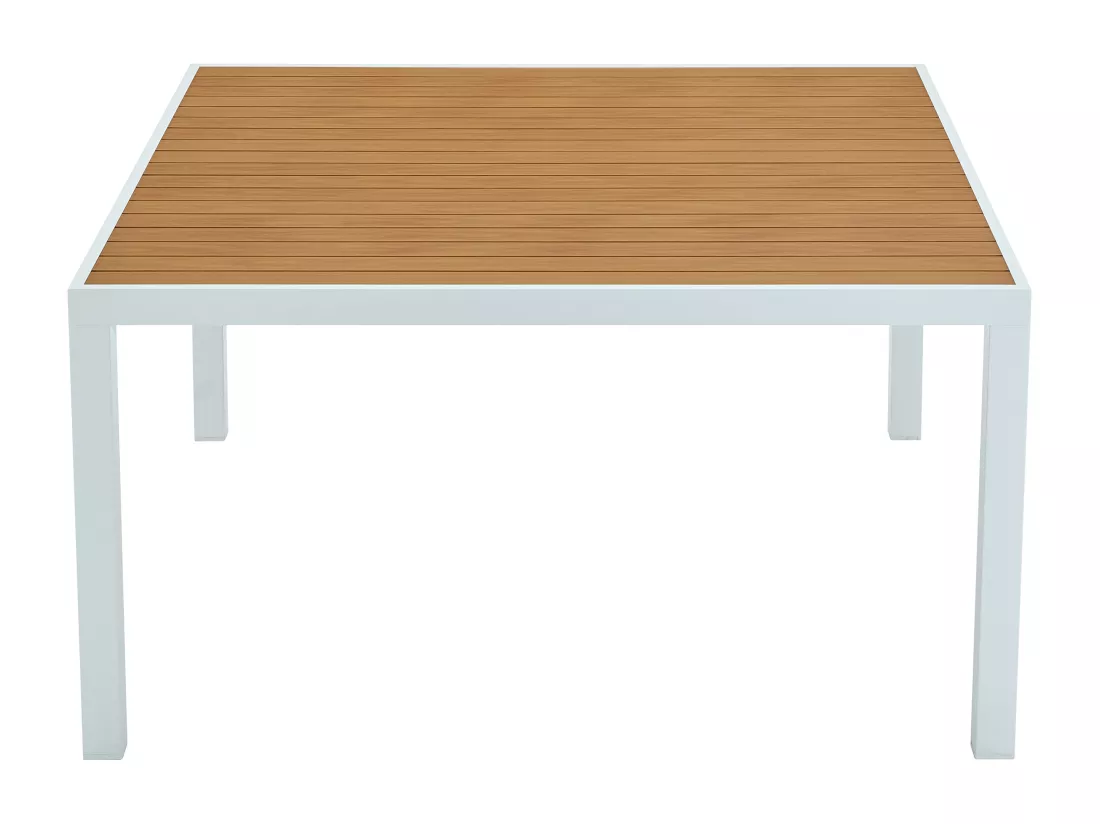 Table à manger de jardin carrée en aluminium L.140 cm - Naturel clair et blanc - MACILA de MYLIA