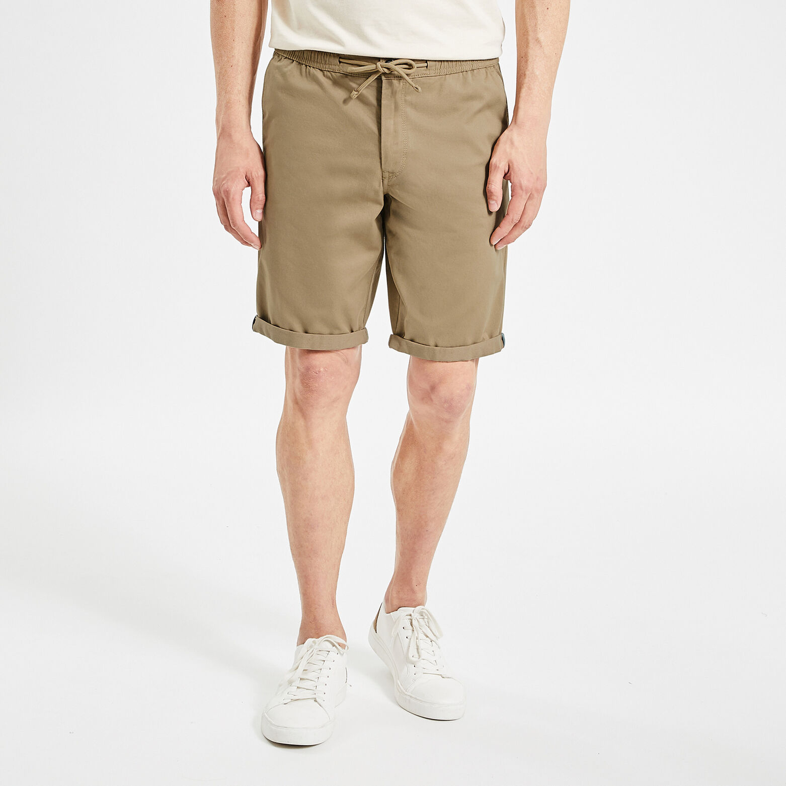 Bermuda chino taille élastiquée Camel