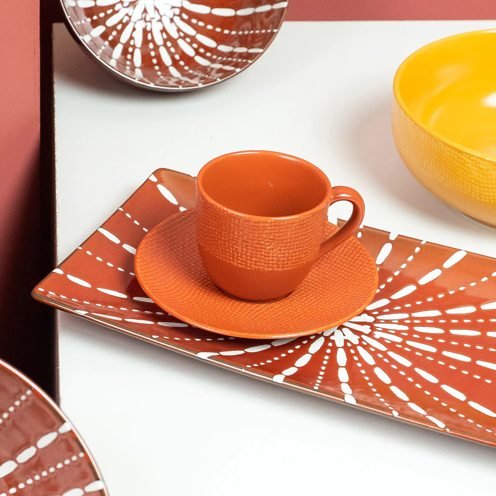 Tasse à café et sous-tasse Vésuvio terra 12 cl (lot de 6) Table passio