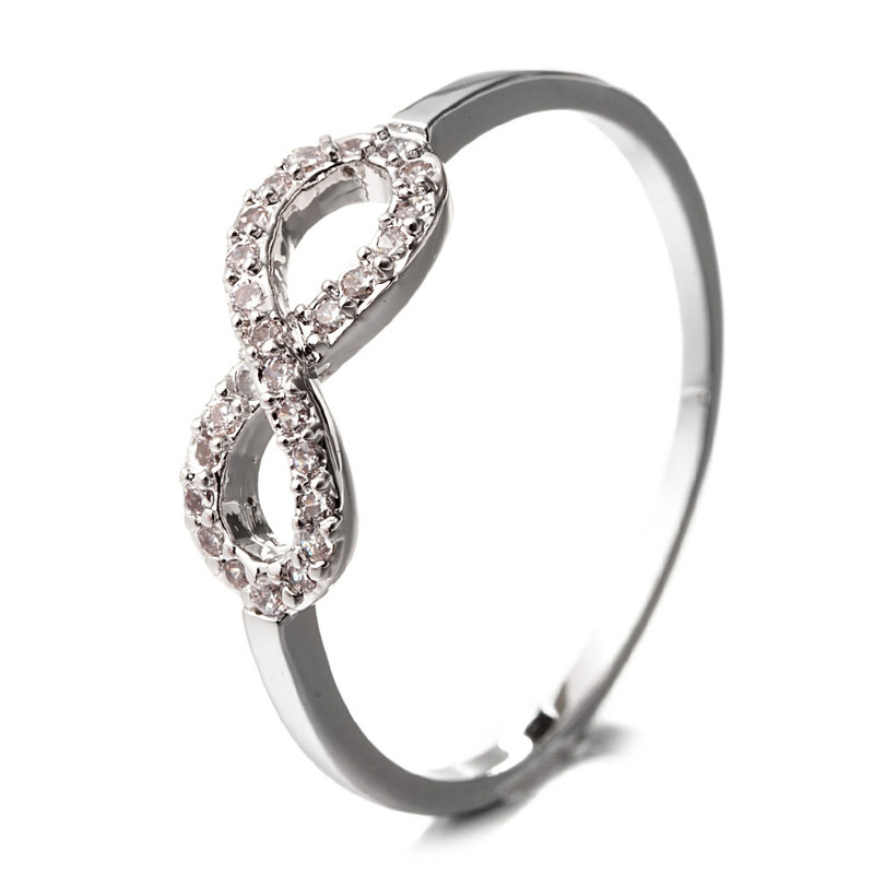 Bague Infini Plaqué Rhodium et Cubic Zirconia Blanc