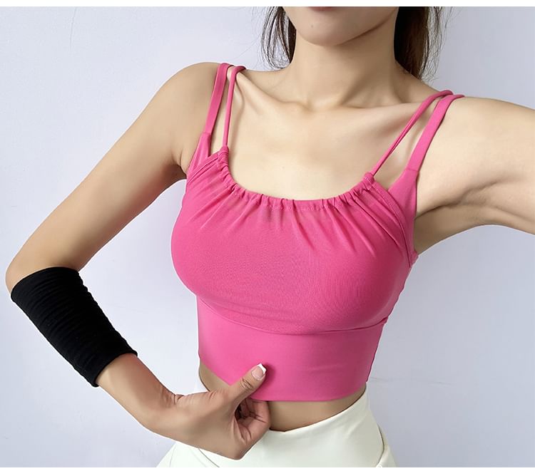Engiko - Mock tweedelig sport-bh-topje met effen mesh-paneel
