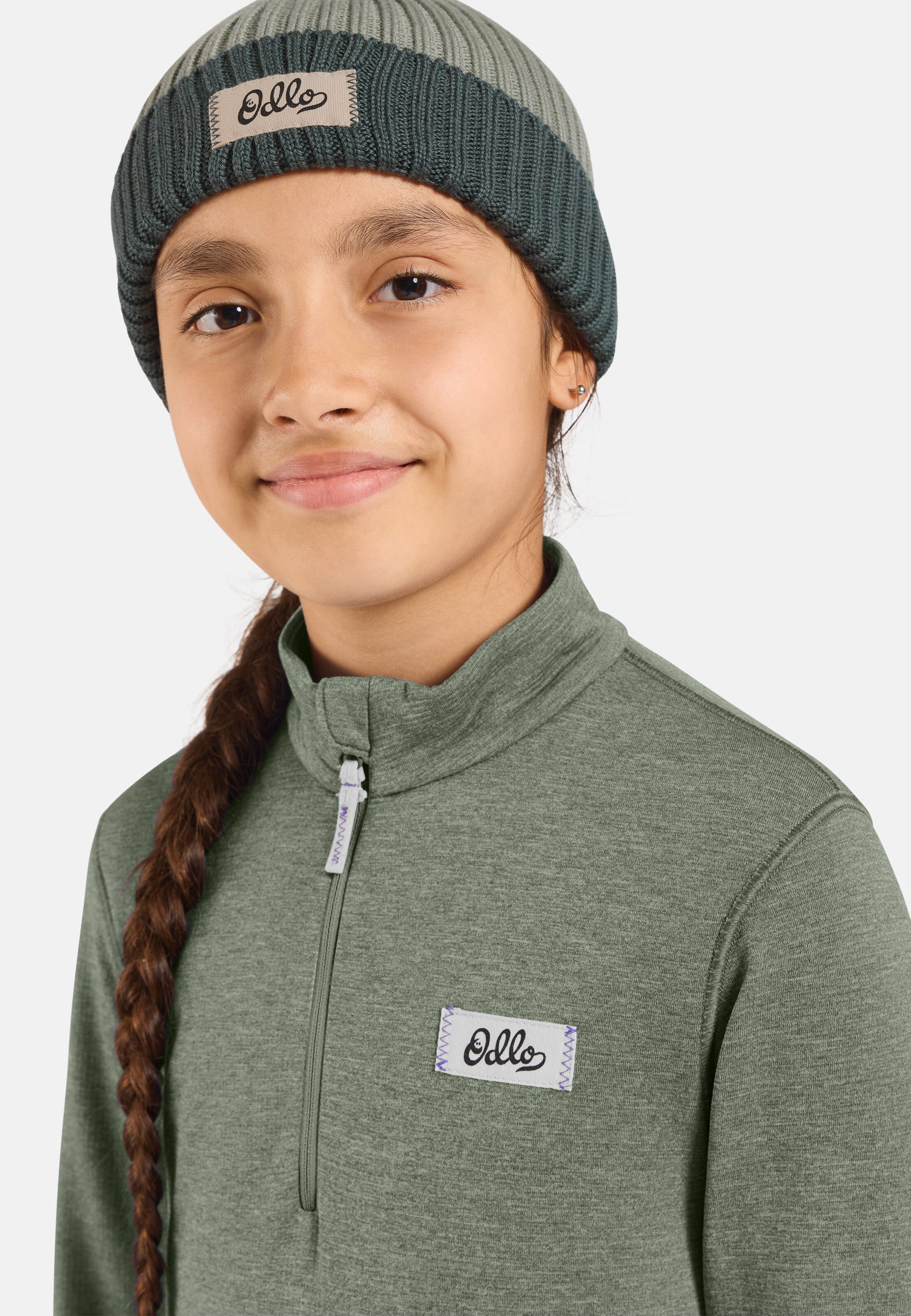 Essentials Multisport Mid Layer für Kinder aus Grid-Fleece mit Halbreissverschluss in shadow melange