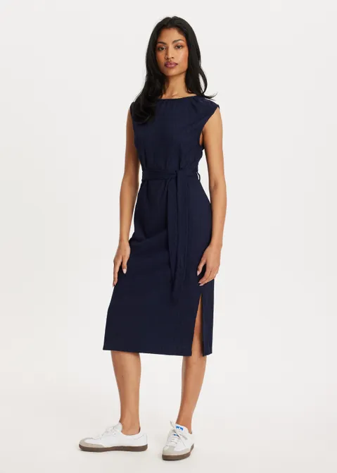 Maxi jurk met structuur blauw (BLW.D)