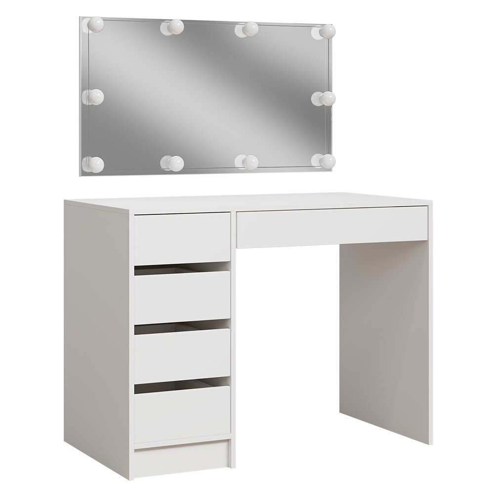Vicco Schminktisch Thalia Weiß Hochglanz 100 cm mit LED-Beleuchtung
