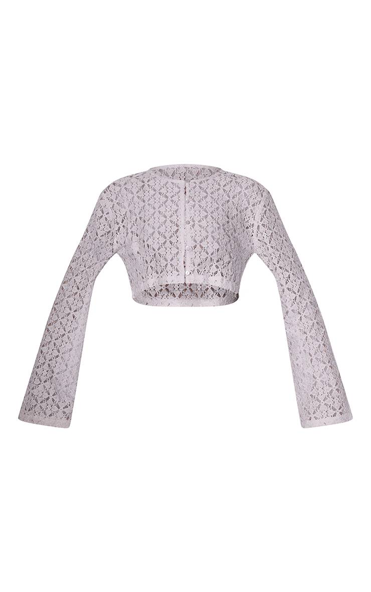 Bleu Poudré Pantalon Droit En Dentelle Ensemble Coordonné