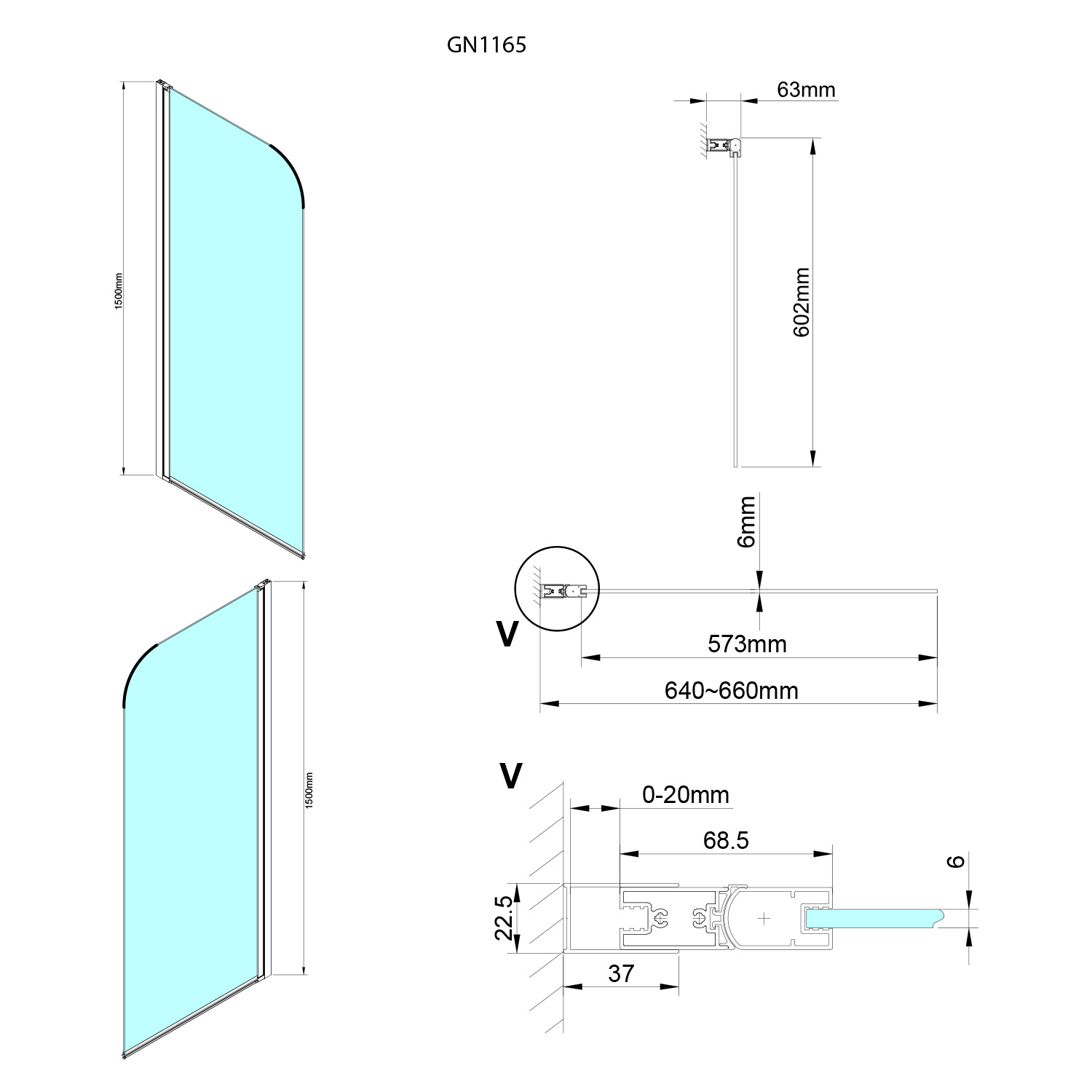 Gelco Loro draaibare badwand 75x150cm chroom