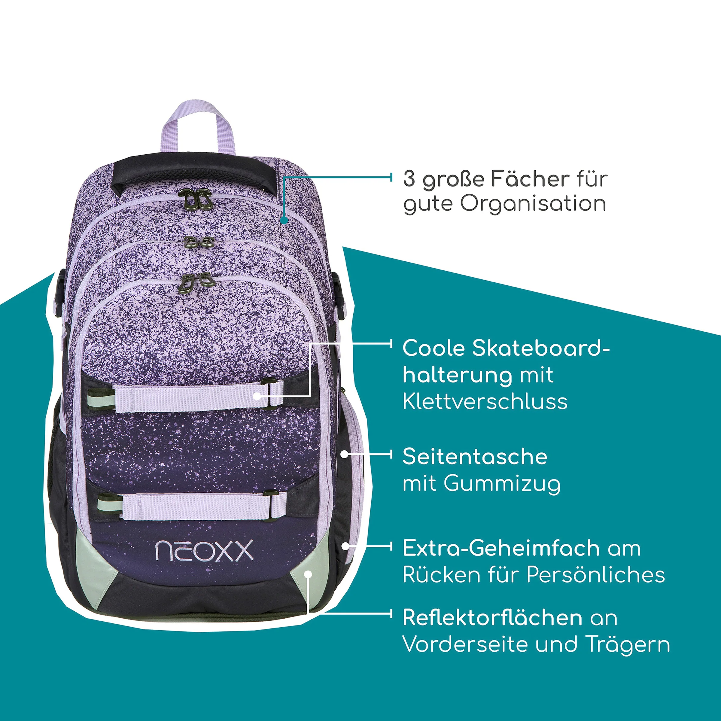 neoxx Schulranzen Active Pro lila - Glitterally perfect
