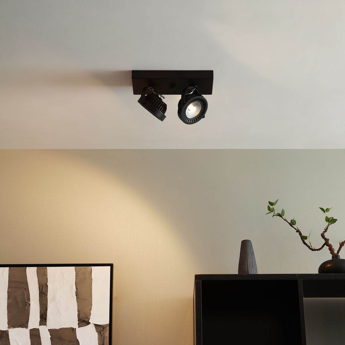 Moderne opbouw spot zwart incl. LED dimbaar 2-lichts - Apollo