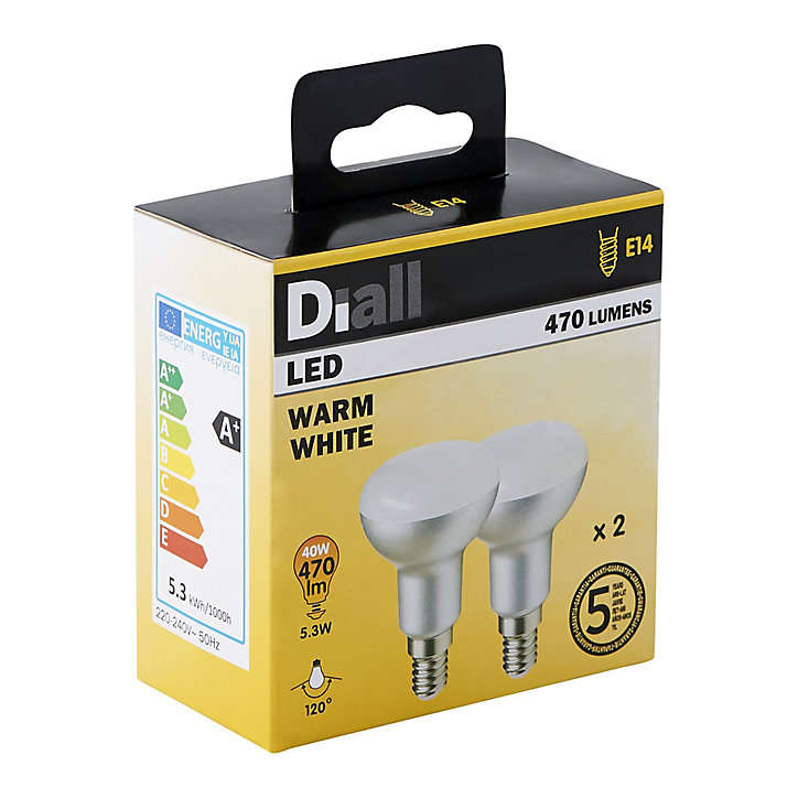2 ampoules LED Diall réflecteur E14 5,3W=40W blanc chaud