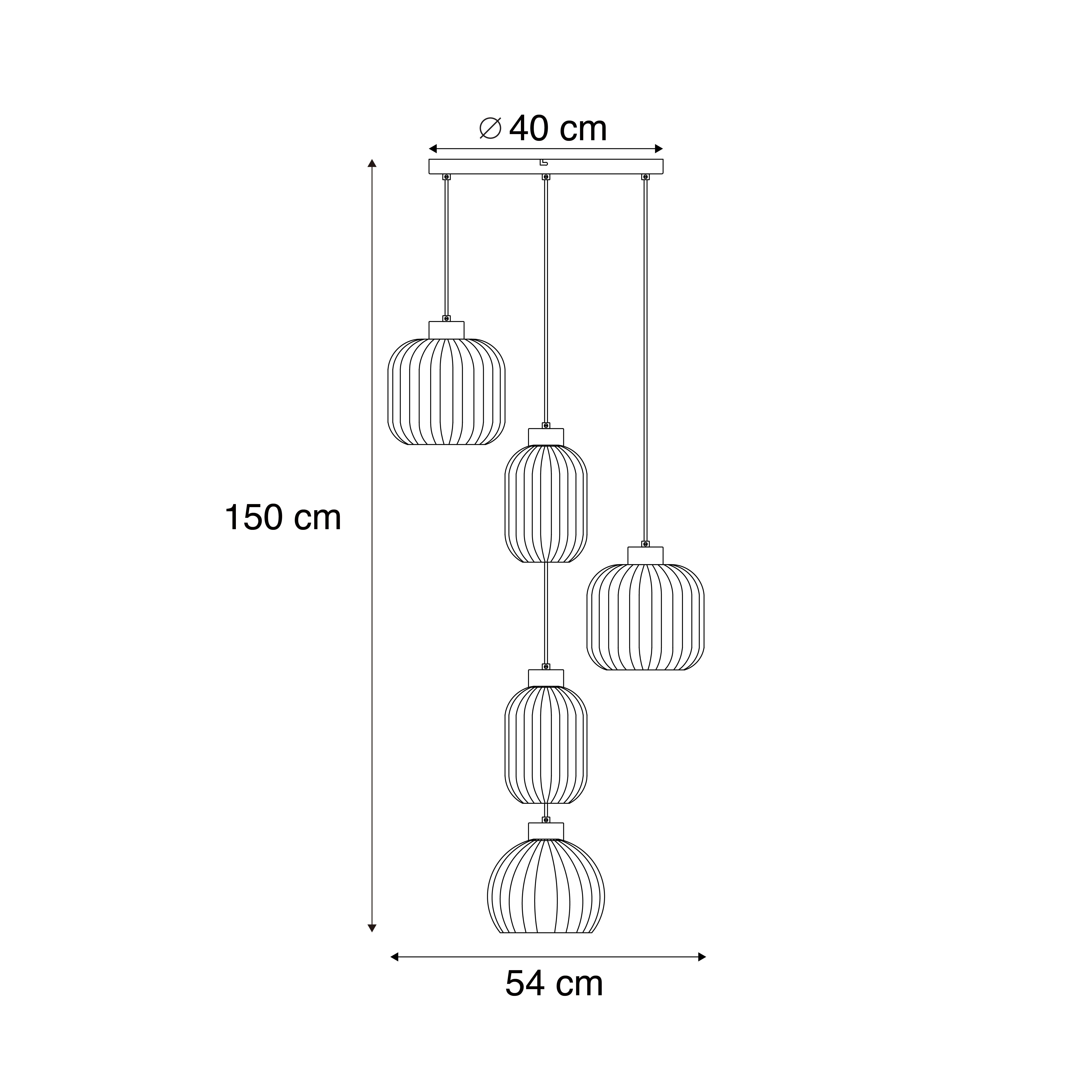 Design hanglamp zwart met smoke glas 5-lichts - Ana