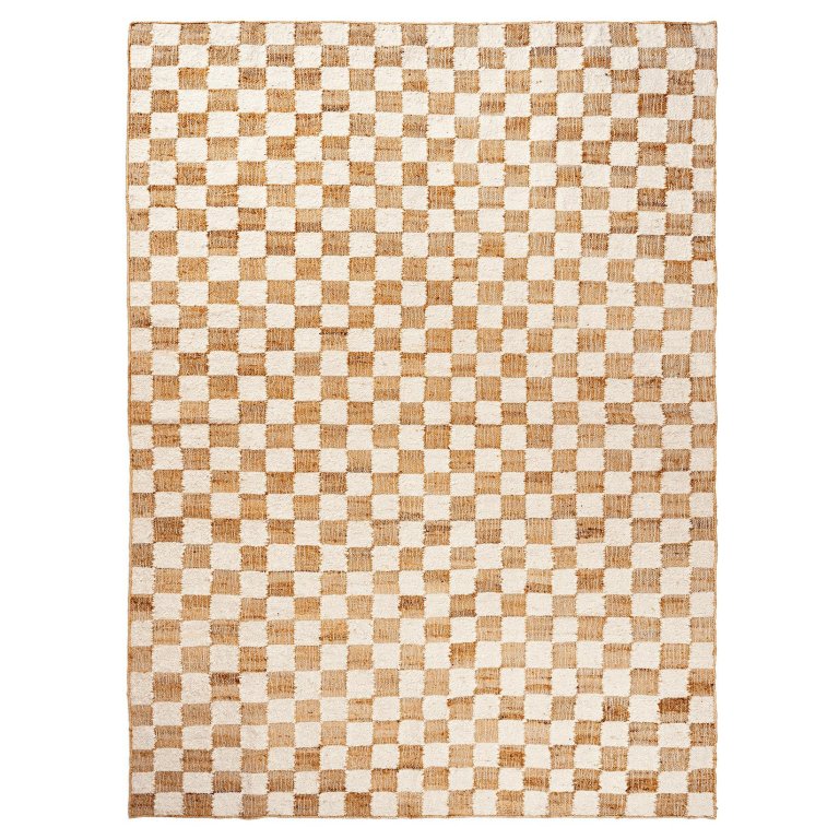 Ferm Living Check vloerkleed 200x300 wol jute Off-white/Natural