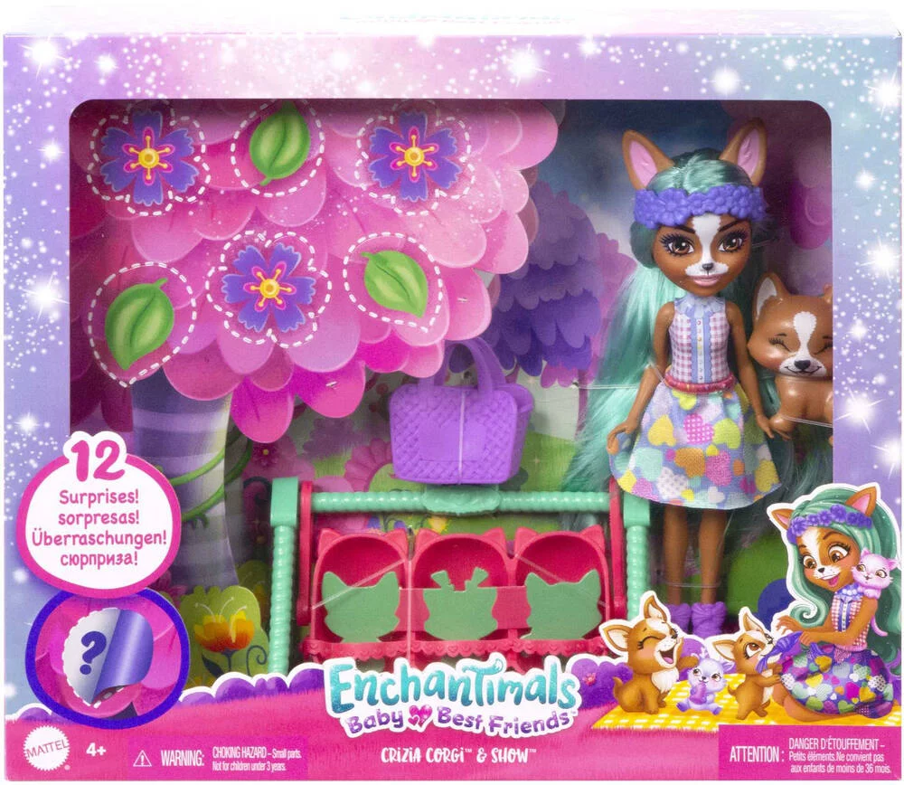 ENCHANTIMALS - MEILLEURS AMIS DES BEBES 15 CM - POUPEE CRIZIA CORGI ET SHOW