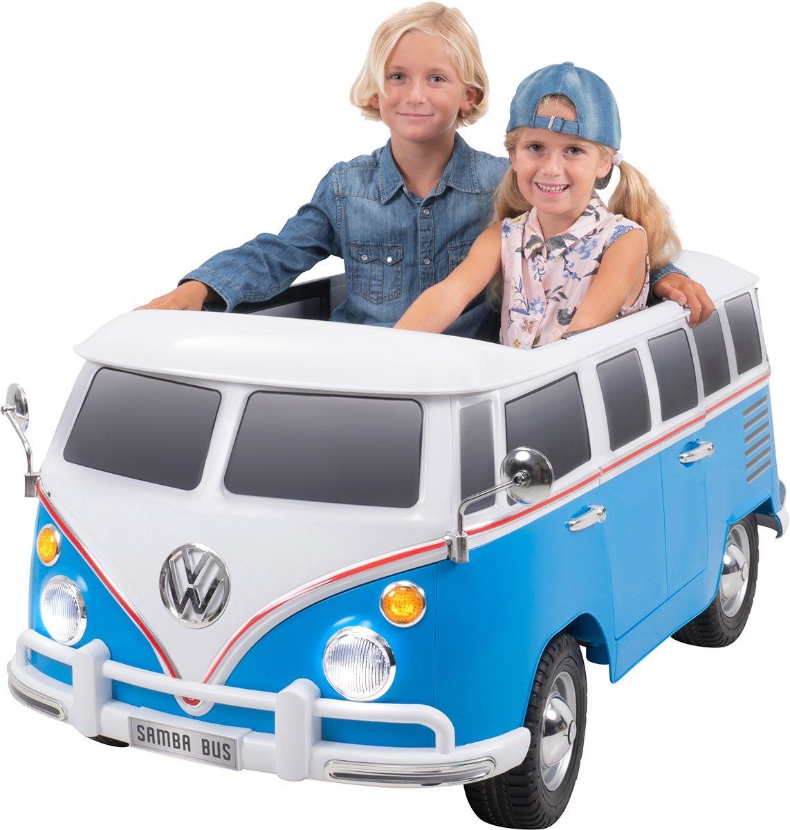 Carrinho elétrico infantil Actionbikes Motors, modelo VW Bus Bulli T1, capacidade de carga de 40 kg (2 unidades), pneus de borracha maciça EVA - VW Bulli - a partir de 3 anos.