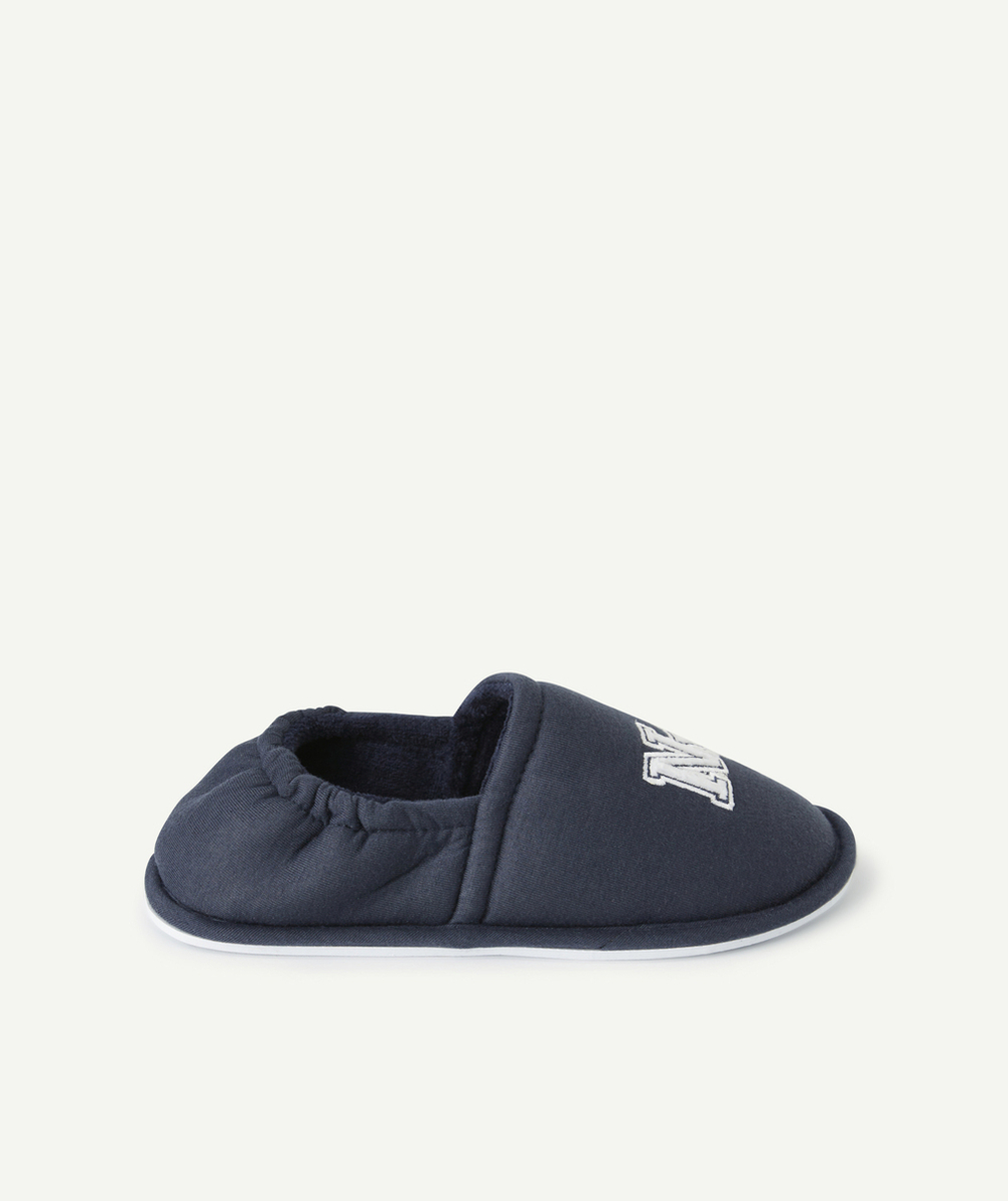 chaussons garçon bleu marine avec message new york brodé