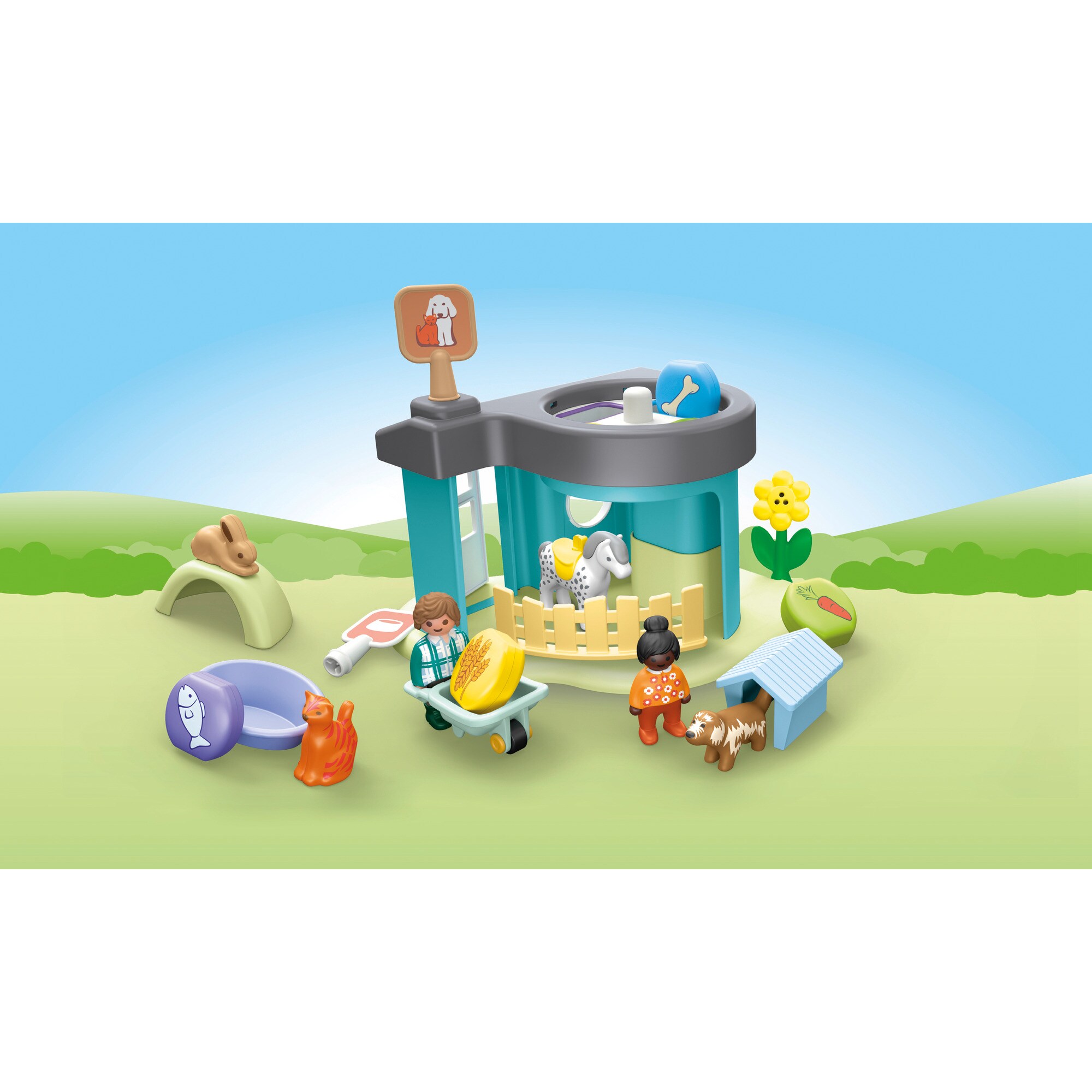 PLAYMOBIL Konstruktionsspielzeug Junior: Tierpension mit Futterspender