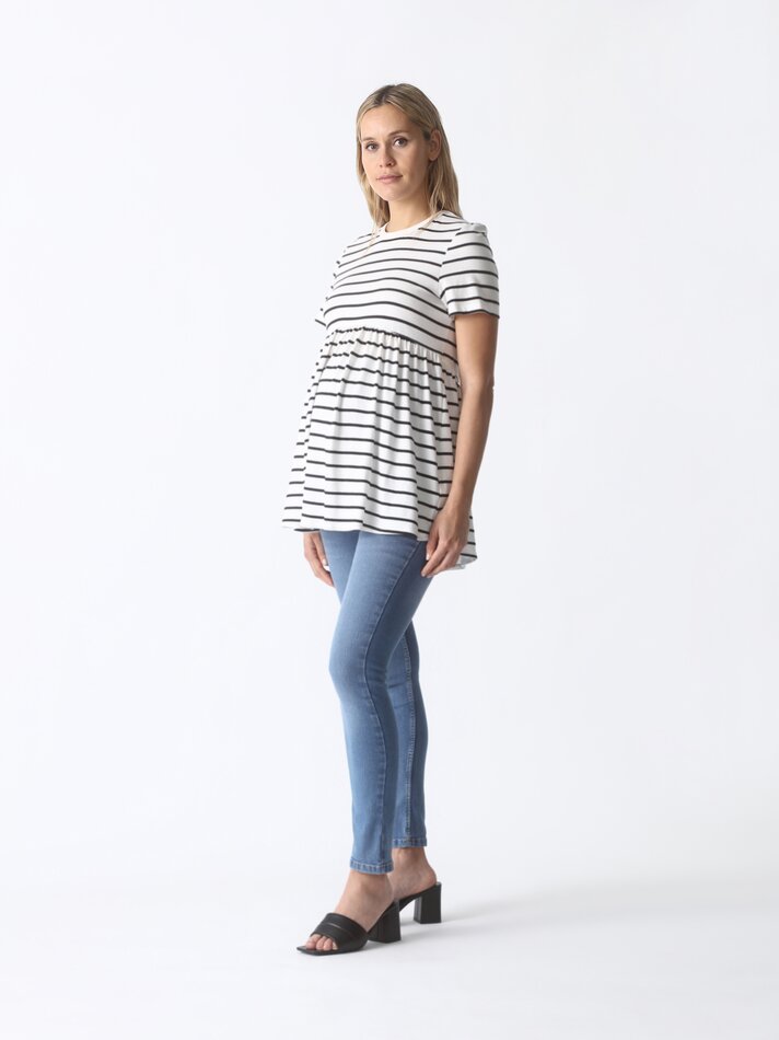 Camiseta de maternidade estampada - Azul/Branco