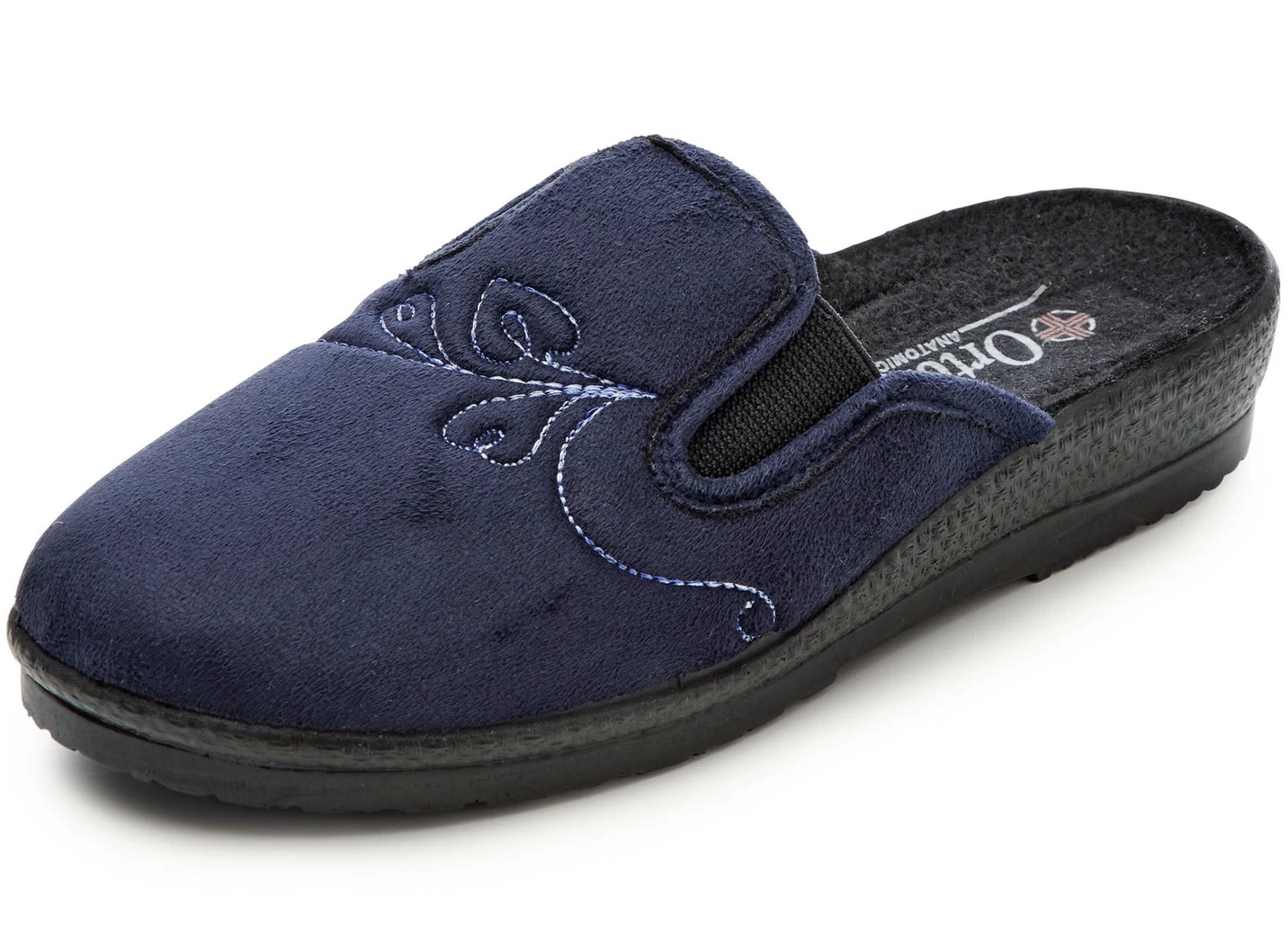 Zweierpack Pantoffeln mit besticktem Veloursmaterial