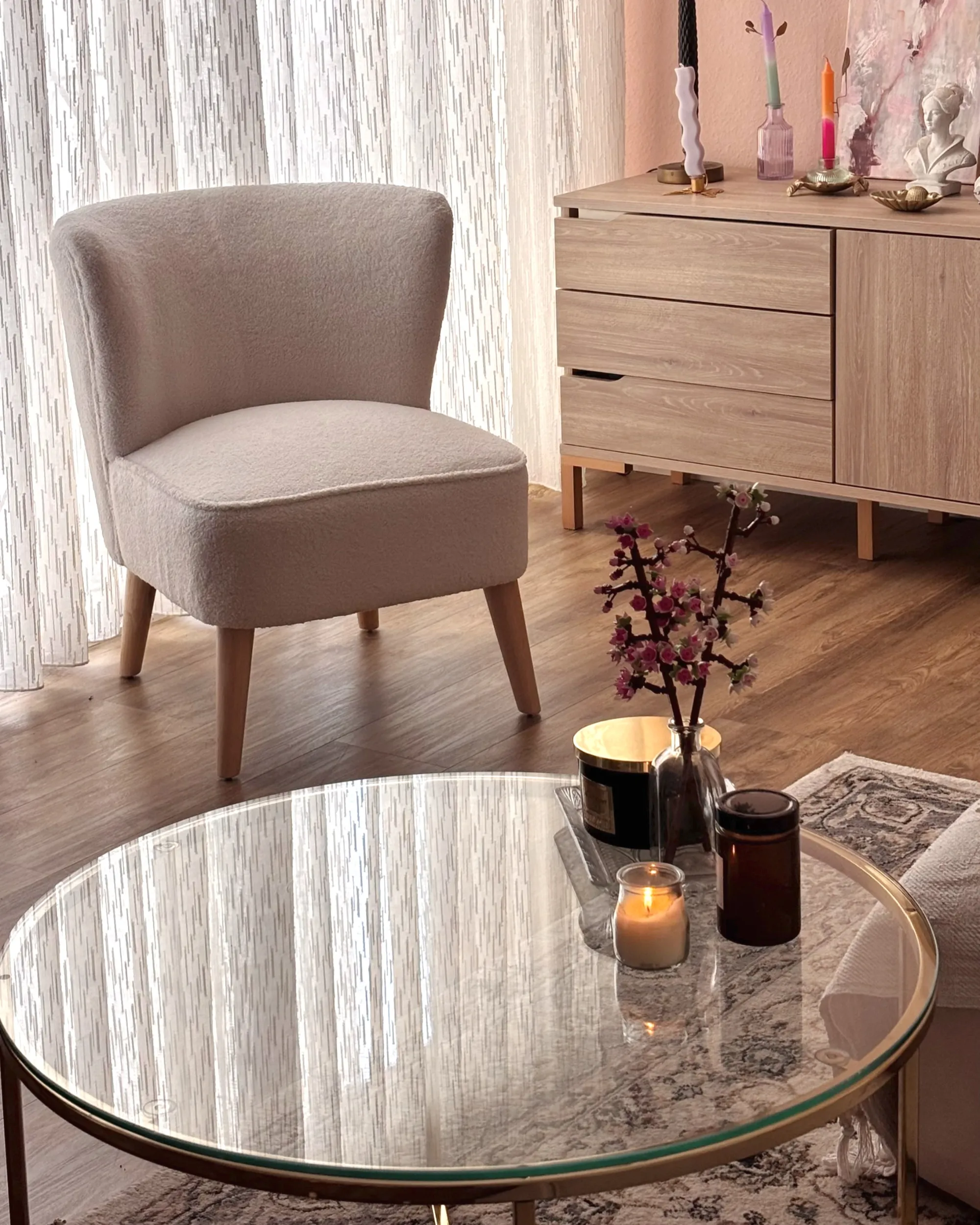 Fauteuil ALVEN Bouclé Gebroken wit
